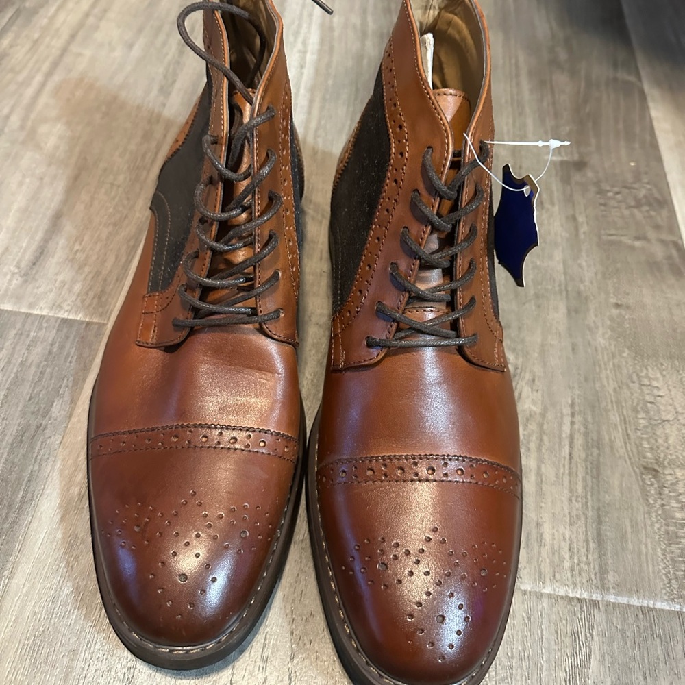LaMilano Men's Brown Leather Brogue Boots